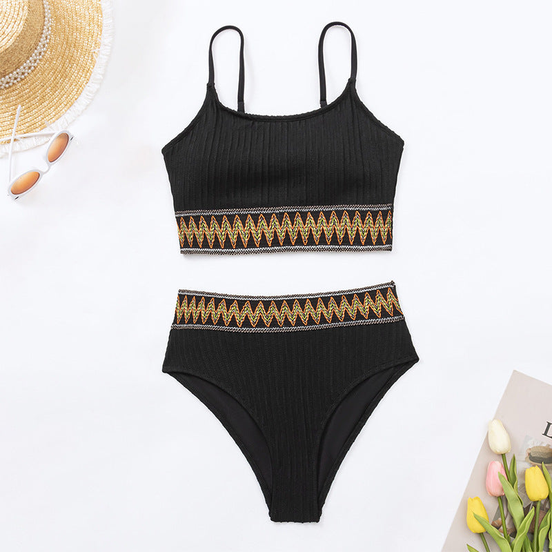 Damen Hochtailliertes Bikini-Set mit sportlichem Design EB