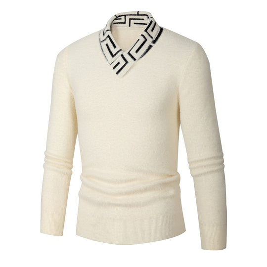 Herren modischer Pullover mit schickem Stehkragen und strukturiertem Design EB