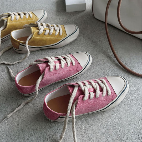 Damen Freizeit-Sneaker mit weichem Veloursleder und dicker Schnürung EB