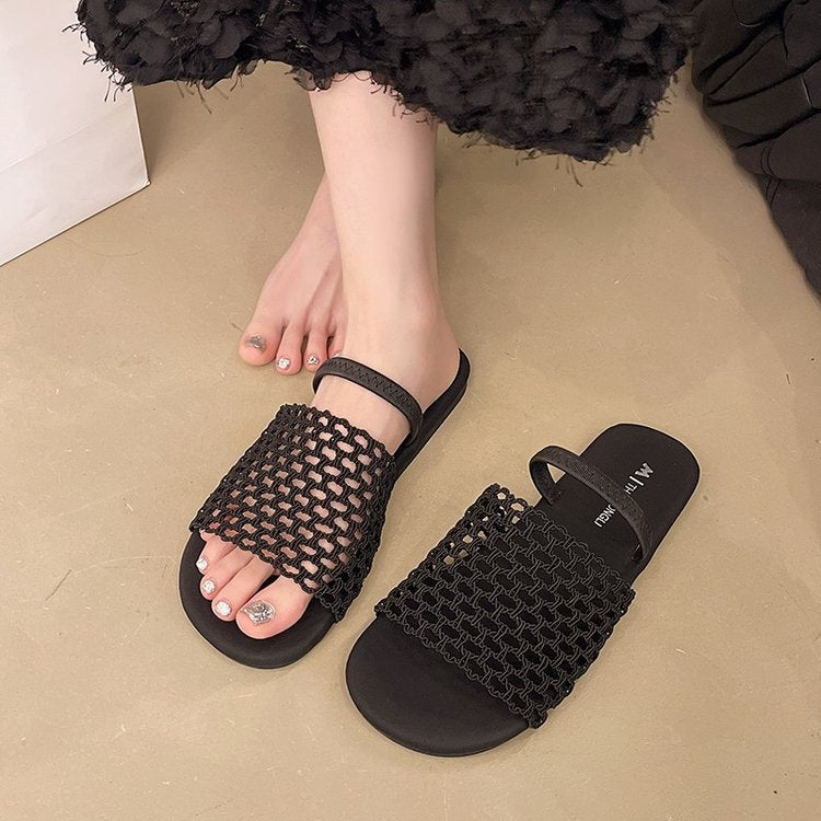 Damen offene Mules mit dekorativem Netzdesign EB