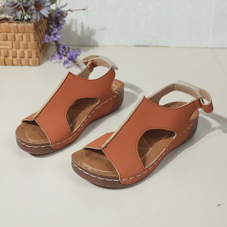 Damen Sportlich-elegante Komfort-Sandalen mit gepolstertem Fußbett und verstellbaren Klettverschlüssen EB
