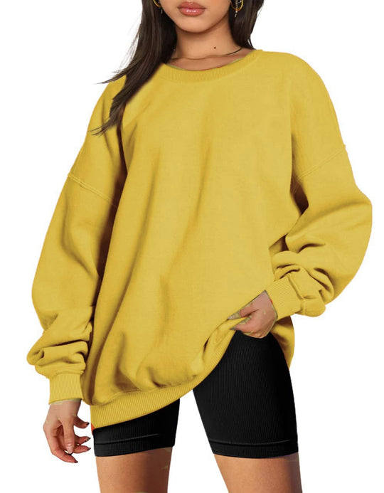 Damen nan extralanger Oversize-Sweatpullover mit Ballonärmeln, geripptem Saum und angerauter Innenseite EB