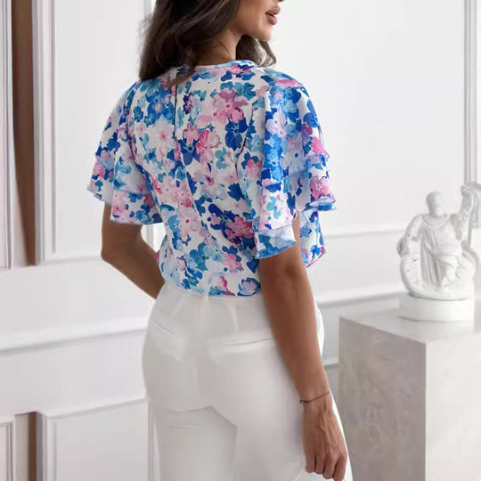 Damen Bluse mit voluminösen Rüschenärmeln EB
