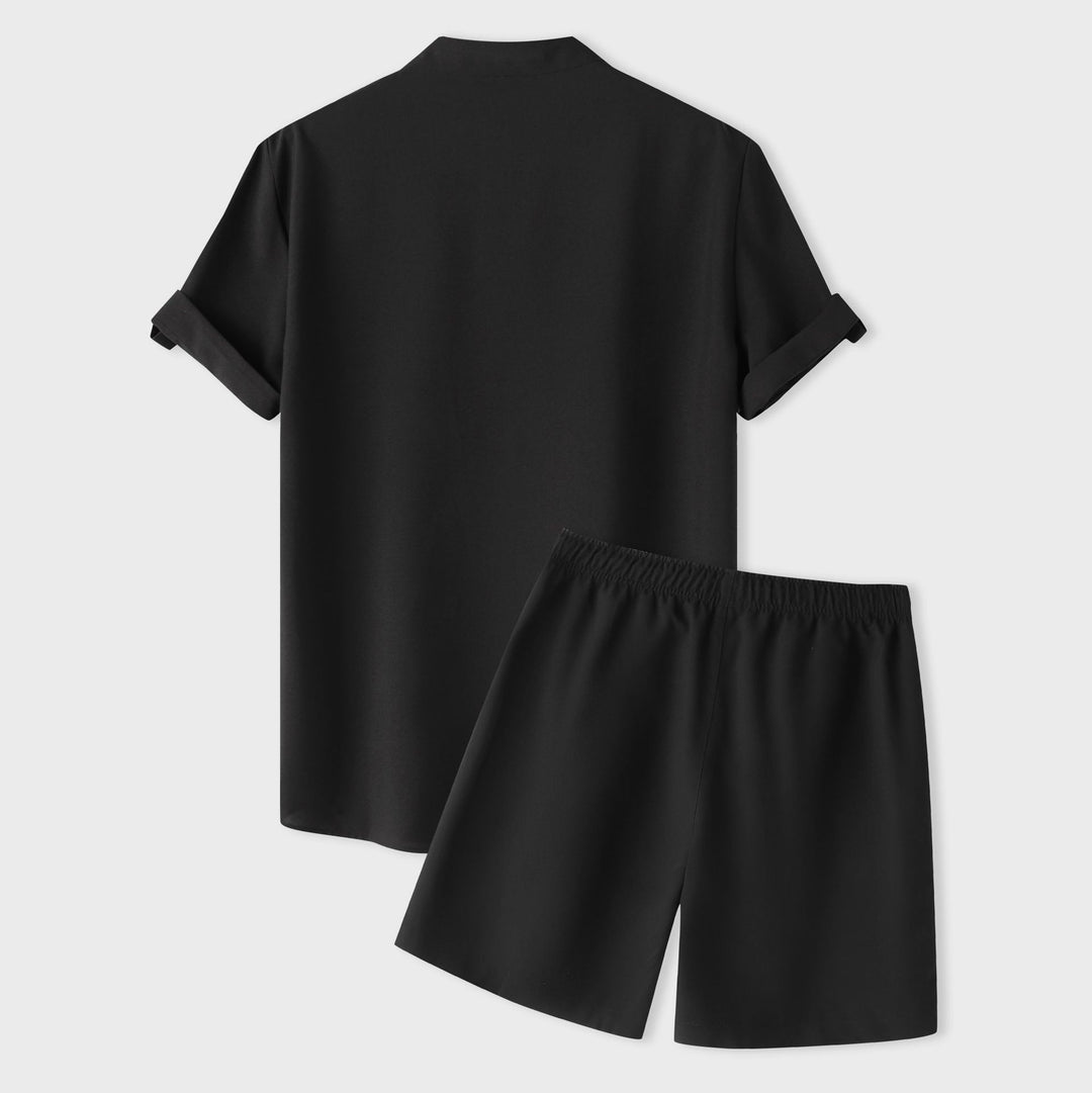 Damen Kurzarm Pyjama-Set aus atmungsaktivem Stoff mit elastischem Bund EB