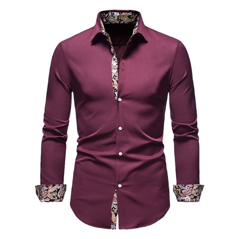 Herren Langarmhemd mit modernem Paisley-Muster und exklusiven Details EB