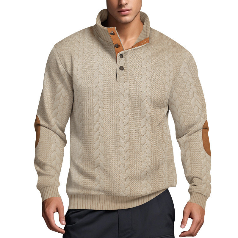Herren Strickpullover mit hohem Kragen und strukturiertem Muster EB