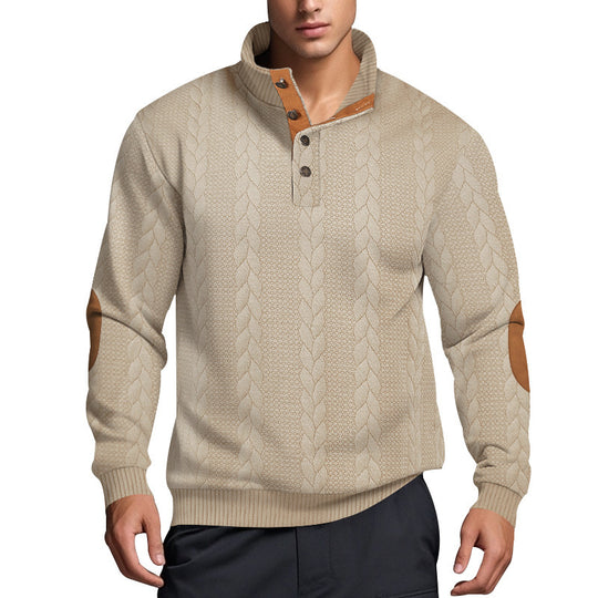 Herren Strickpullover mit hohem Kragen und strukturiertem Muster EB