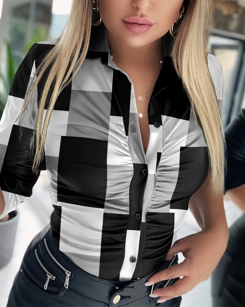 Damen modisches Denim-Oberteil mit kreativen Patchwork-Mustern EB