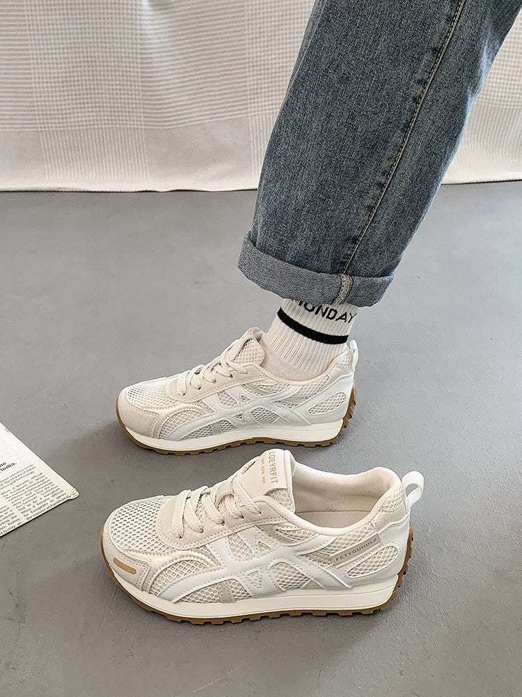 Damen Sportliche Mesh Sneakers mit atmungsaktiver Oberflächenstruktur und rutschfester Sohle EB