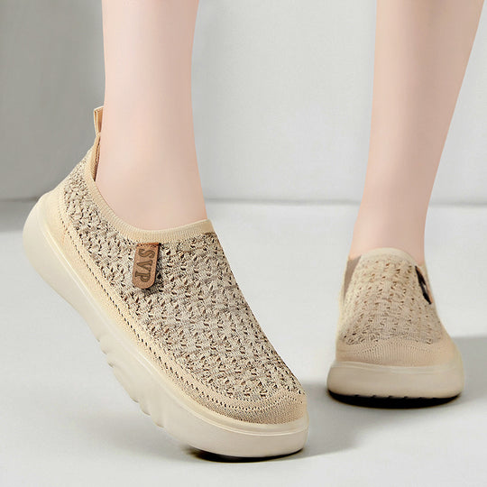 Damen nan gestrickter Slip-On Sneaker im sockenähnlichen Design mit atmungsaktivem Obermaterial und gepolsterter Komfortsohle EB