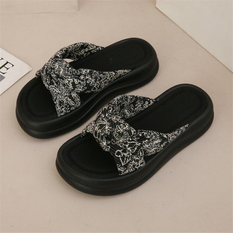 Damen flache Sandalen mit modischem Knötchendesign EB