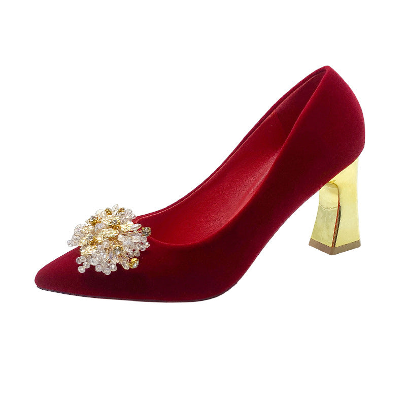 Damen elegante Ballerinas mit dekorativem Blütenakzent EB