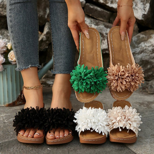 Damen Komfortable Sandalen mit floralen Applikationen EB