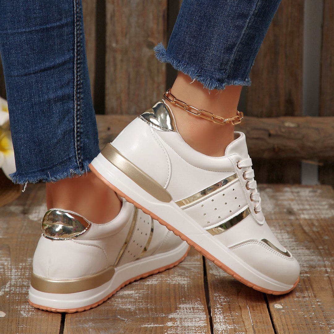 Damen modische Sneaker mit auffälligen metallischen Akzenten EB