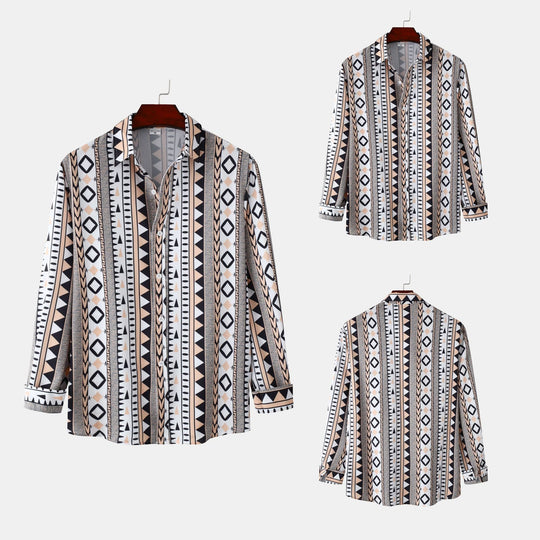 Herren Langarmhemd mit trendigem Geometrie-Design EB