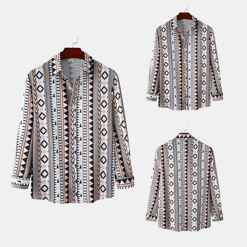 Herren Langarmhemd mit trendigem Geometrie-Design EB