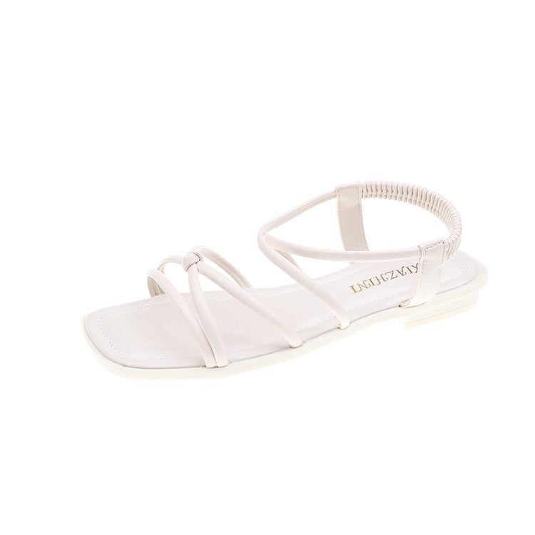 Damen modische Sandalen mit feinen Riemen und komfortablem Fußbett EB