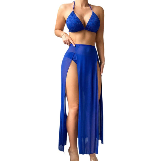 Damen sexy Bikini-Set mit transparentem Maxi-Rock EB