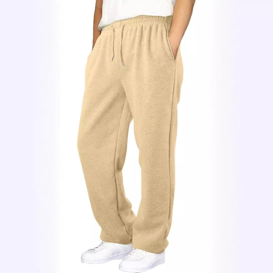 Herren nan Relaxed-Fit Sweatpants mit geradem Bein Fleece-Innenfutter und elastischem Kordelbund EB