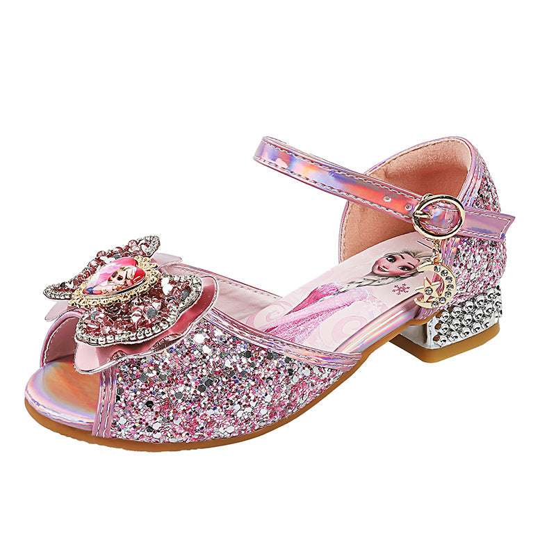 Mädchen Glitzernde Prinzessinnen Ballerinas mit dekorativem Blumenmotiv EB