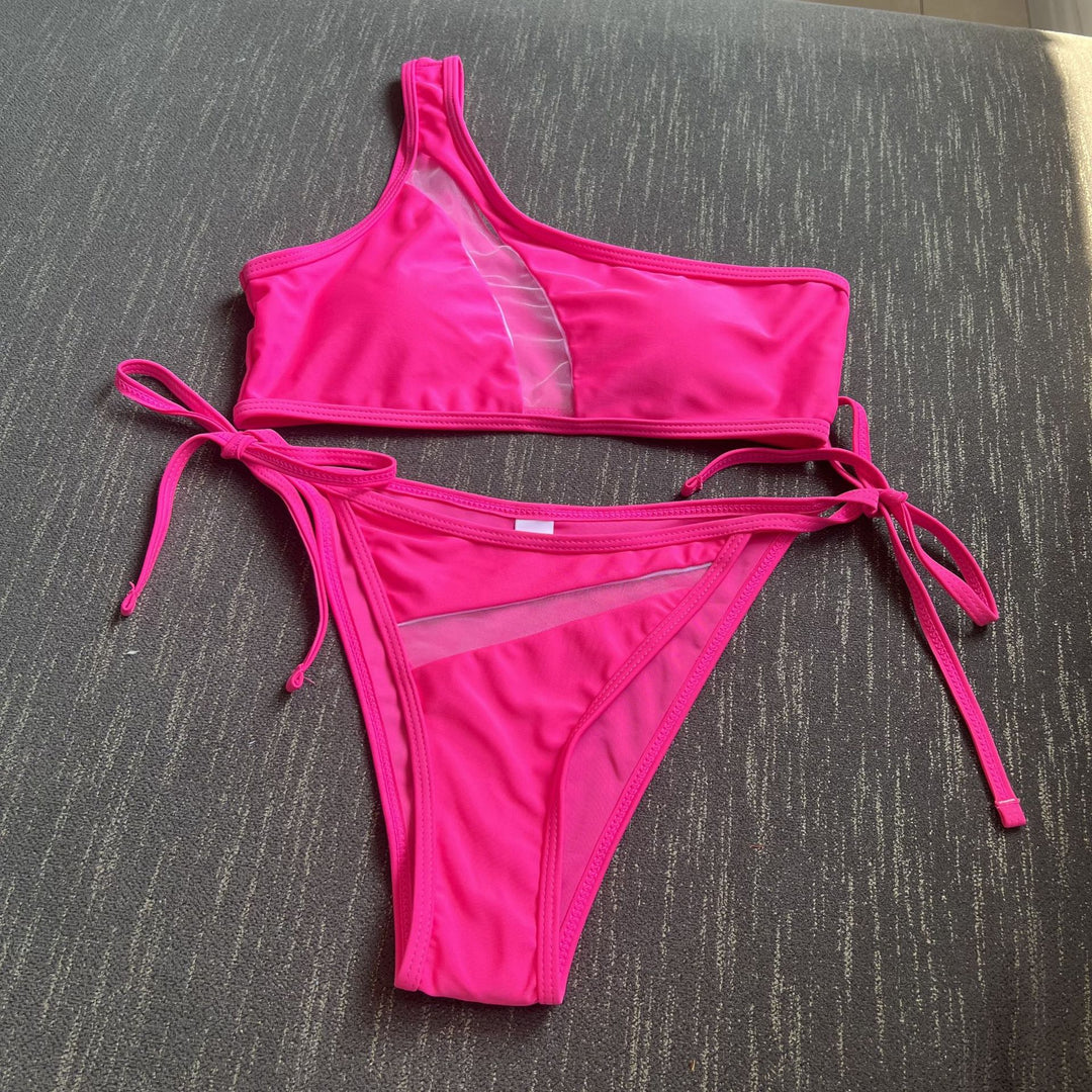 Damen Sportlicher Triangel-Bikini mit asymmetrischem Oberteil EB