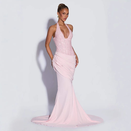 Damen Glänzendes Abendkleid mit figurbetontem Schnitt und schimmernden Pailletten EB