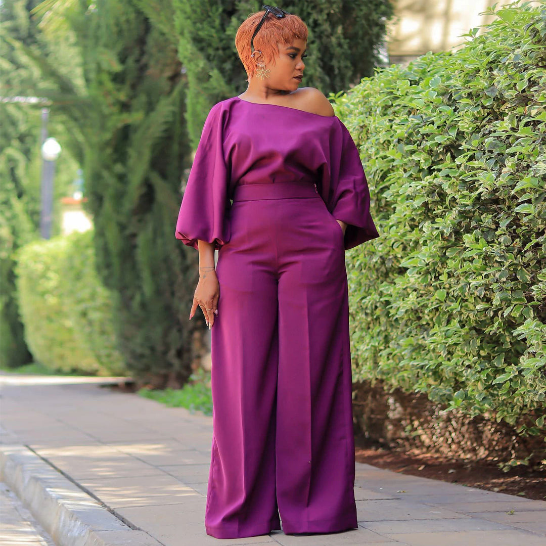 Damen Elegante Hose mit übergroßen Ärmeln und weitem Bein EB