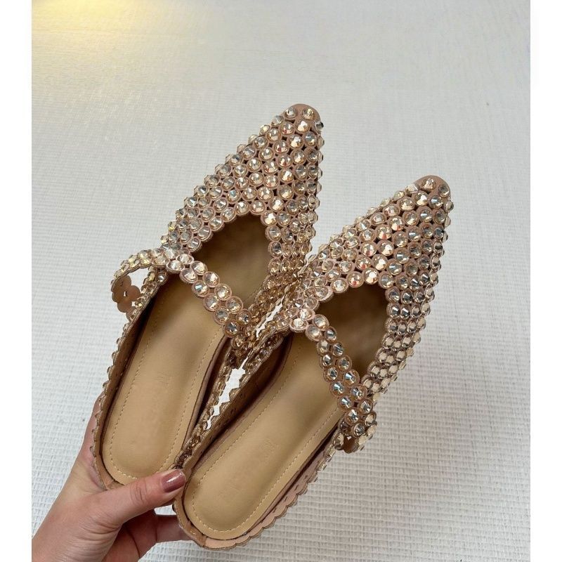 Damen elegante und glamouröse Mules mit Strassverzierungen EB