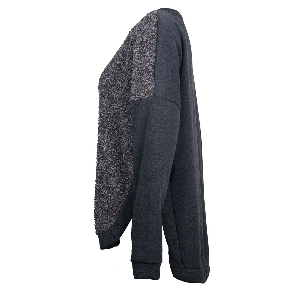 Damen lässiges Sweatshirt mit eleganten Textur-Mix und langen Ärmeln EB