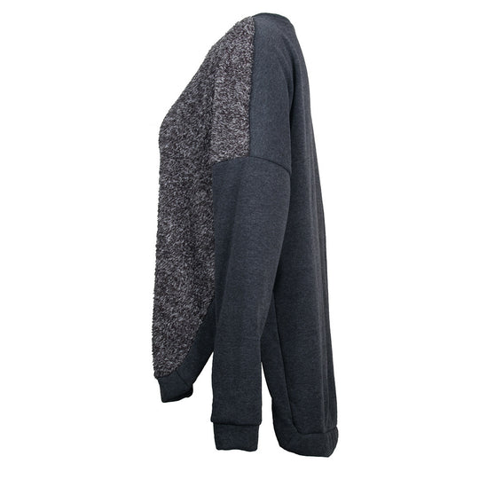 Damen lässiges Sweatshirt mit eleganten Textur-Mix und langen Ärmeln EB