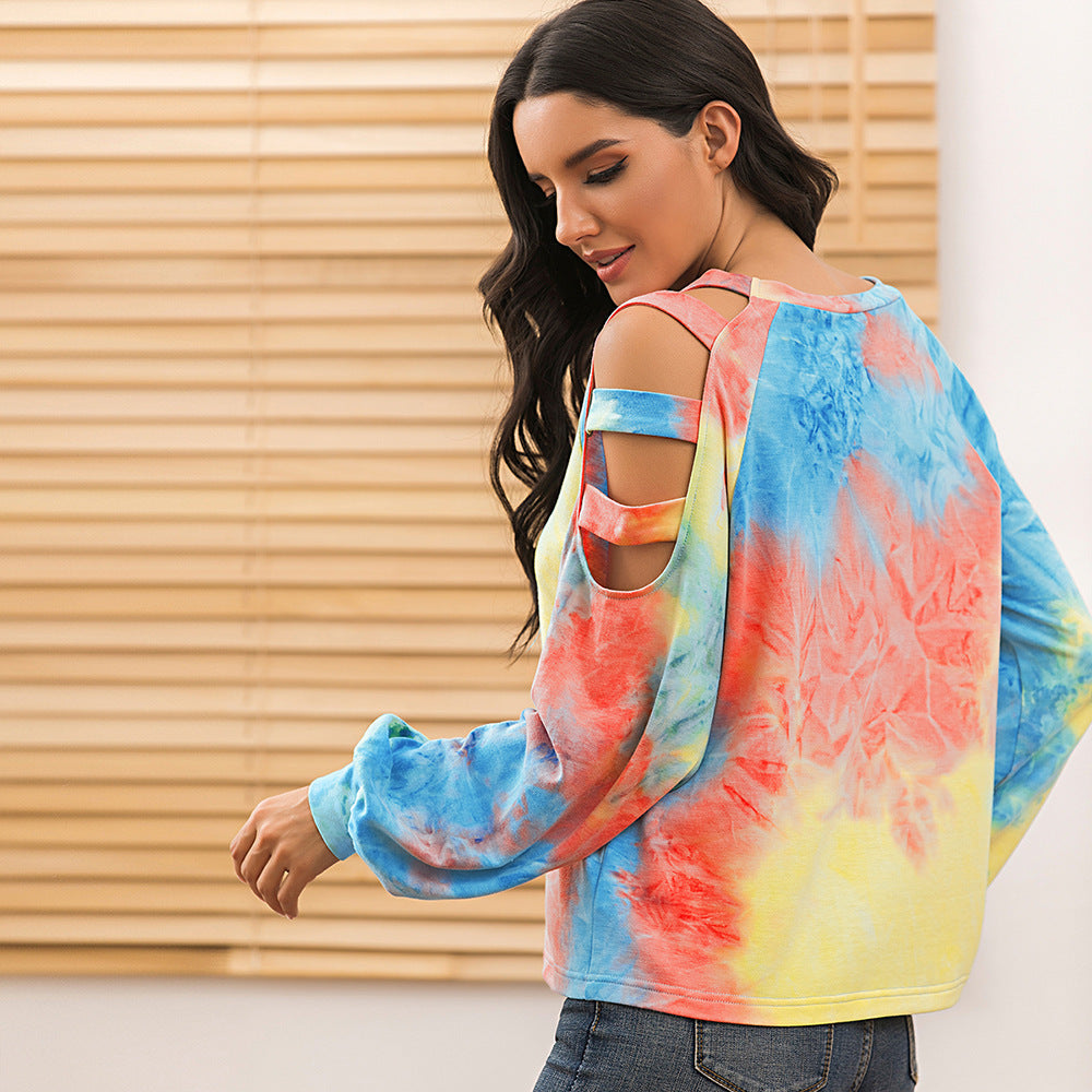 Damen lässiger Kapuzenpullover mit modischem Tie-Dye-Muster EB
