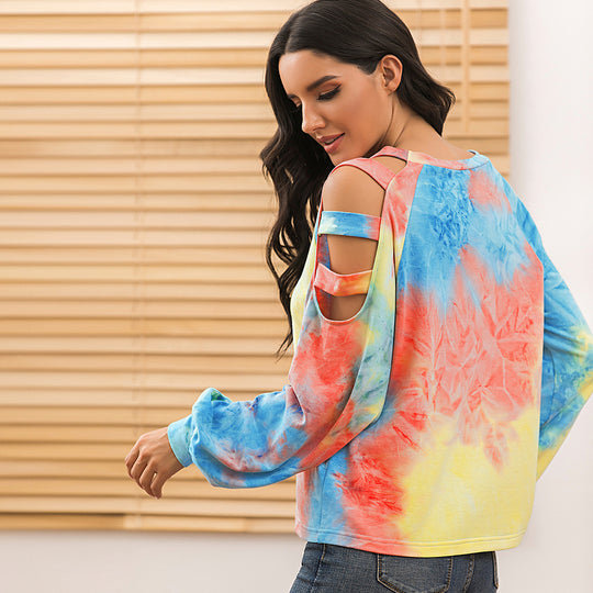 Damen lässiger Kapuzenpullover mit modischem Tie-Dye-Muster EB
