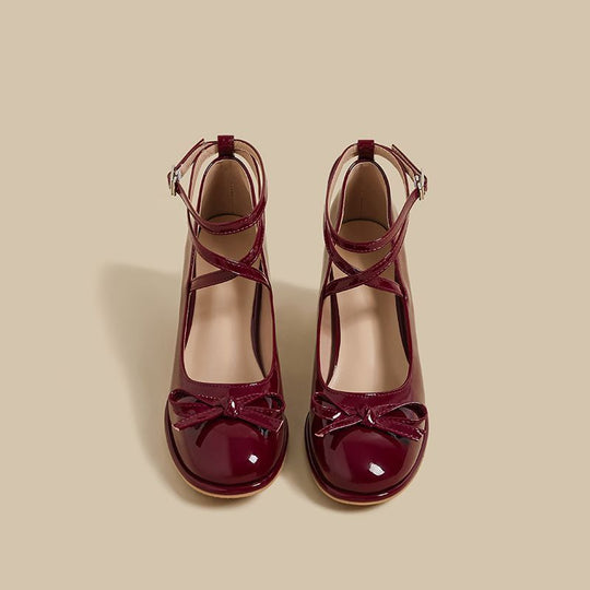 Damen elegante Ballerina-Pumps mit verstellbarem Fesselriemen und Schnürung EB