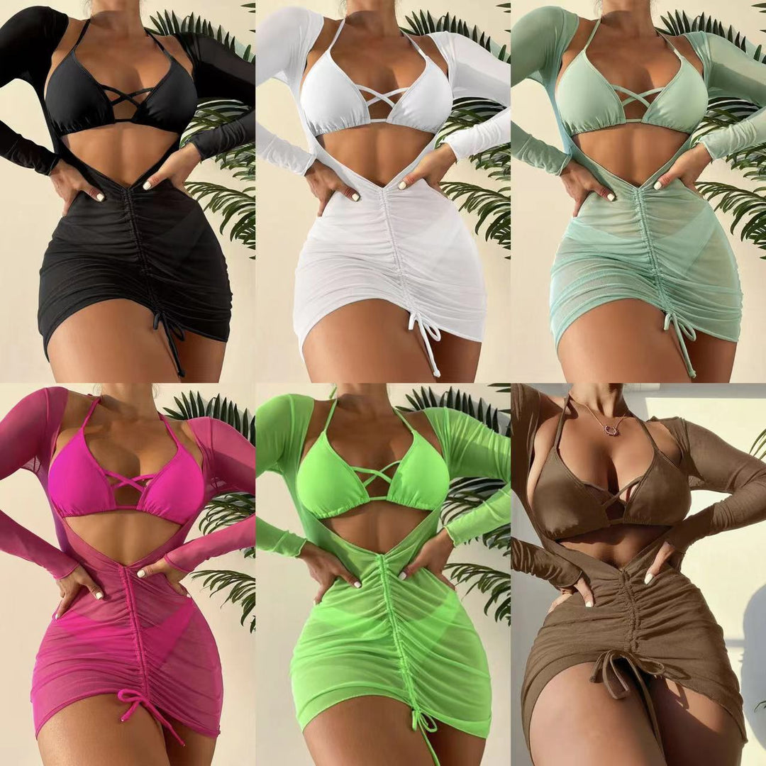 Damen Bikini mit verführerischem Cut-Out und langen Ärmeln EB