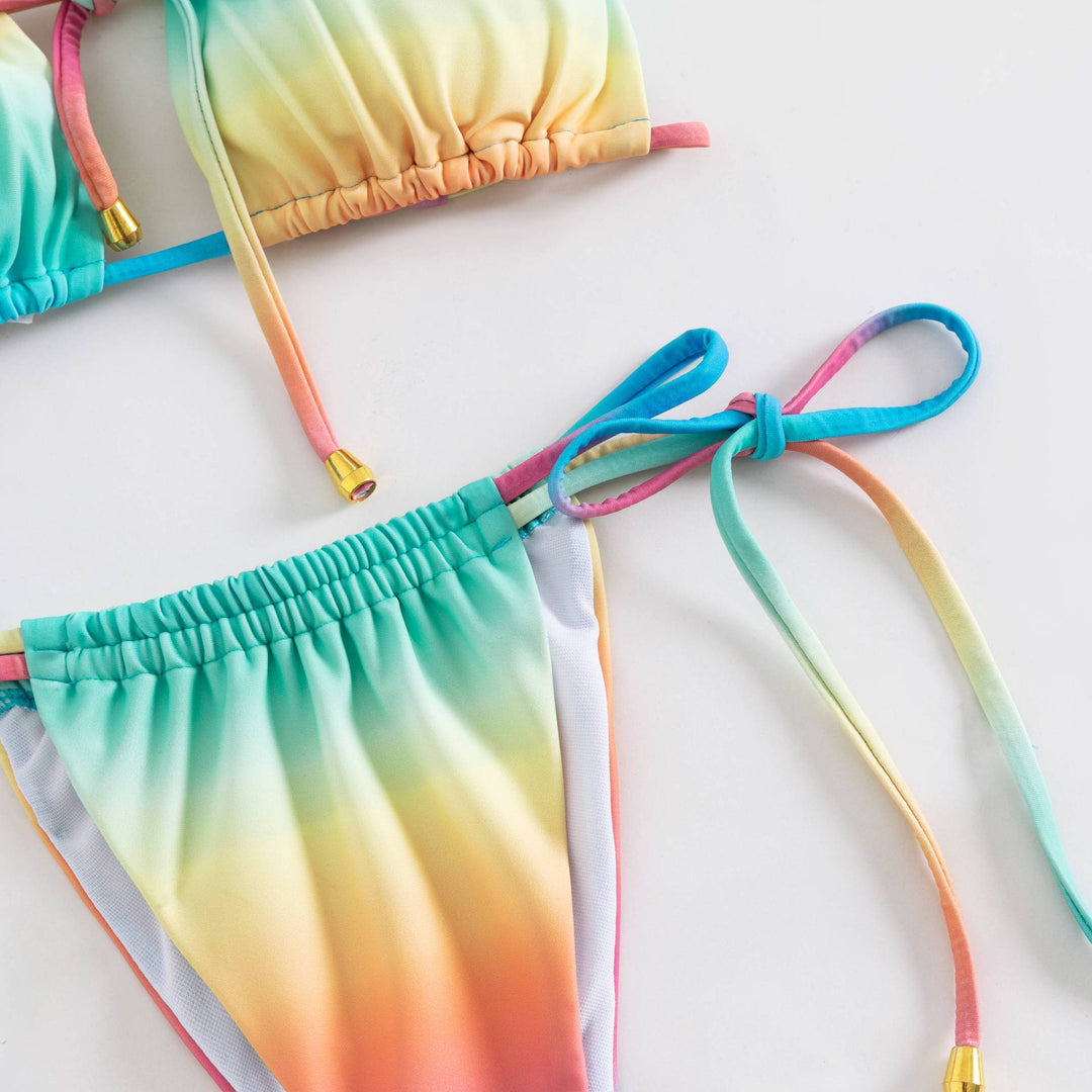 Damen Bikiniset mit verstellbaren Trägern und buntem Farbverlauf EB