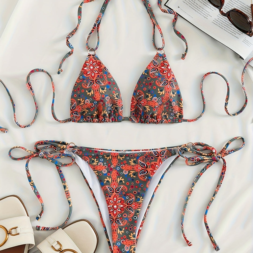 Damen Bikiniset mit verstellbaren Trägern und modernen Schnürdetails EB