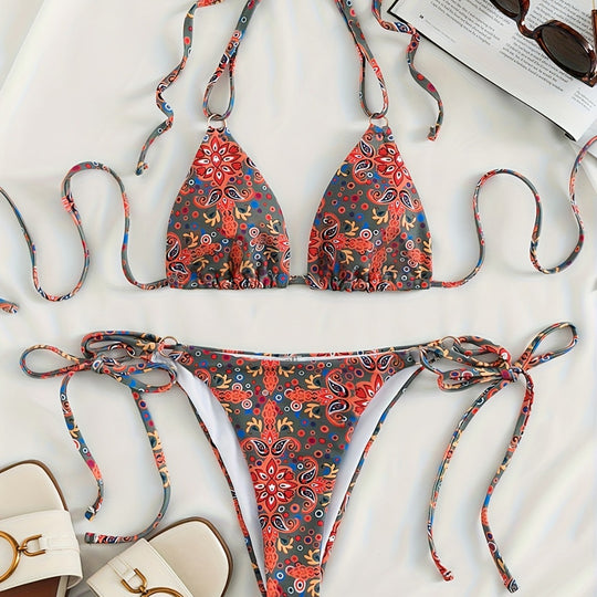 Damen Bikiniset mit verstellbaren Trägern und modernen Schnürdetails EB
