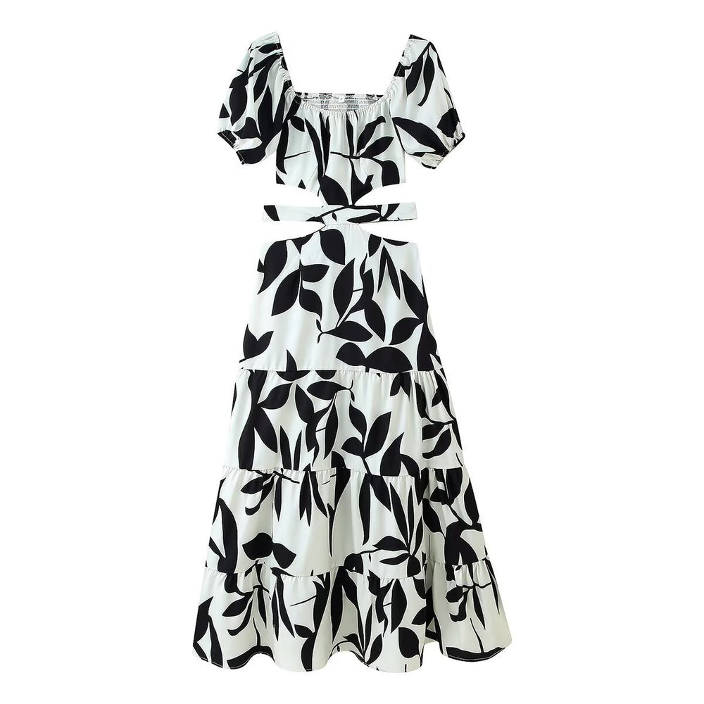 Damen Maxikleid mit floralem Cut-Out und Rüschendetails EB