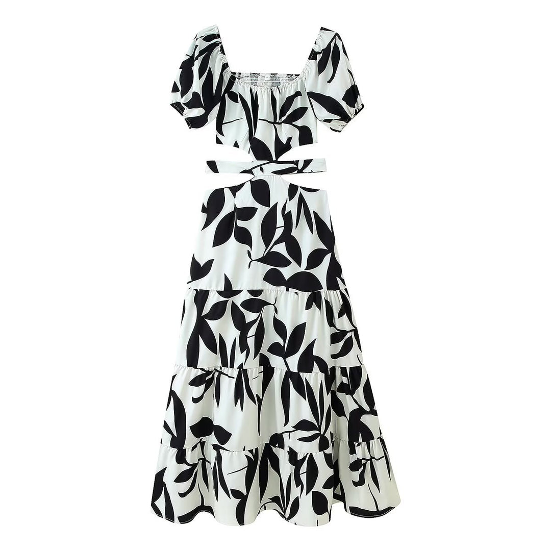 Damen Maxikleid mit floralem Cut-Out und Rüschendetails EB