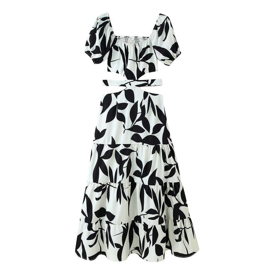 Damen Maxikleid mit floralem Cut-Out und Rüschendetails EB