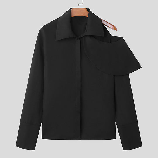 Damen Modische Bluse mit asymmetrischem Kragen und hochwertiger Verarbeitung EB
