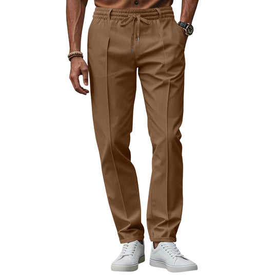 Herren nan lässige Chino-Jogginghose mit elastischem Bund und Bügelfalte EB
