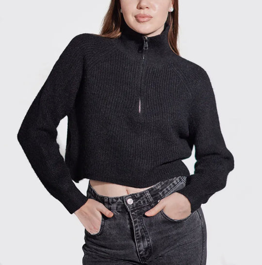 Damen Pullover mit hohem Kragen und Zip EB