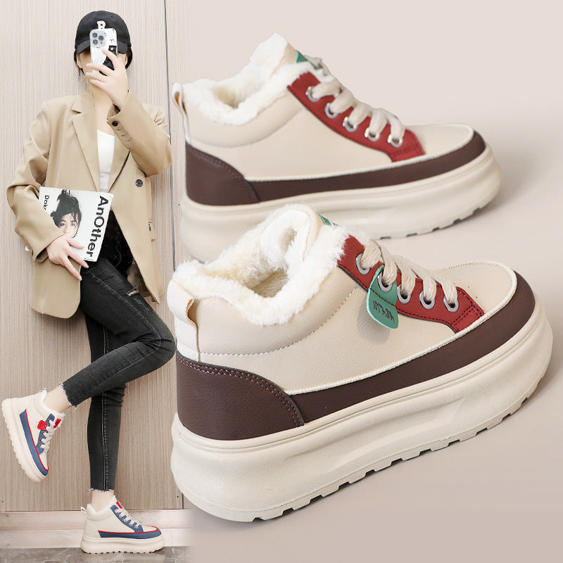 Damen warme und bequeme Sneakers mit flauschigem Innenfutter EB