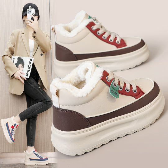 Damen warme und bequeme Sneakers mit flauschigem Innenfutter EB