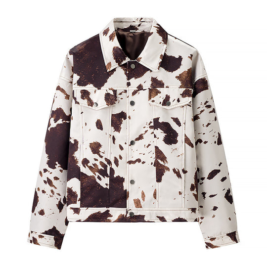 Damen angesagte Kunstlederjacke im angesagten Cow-Print EB