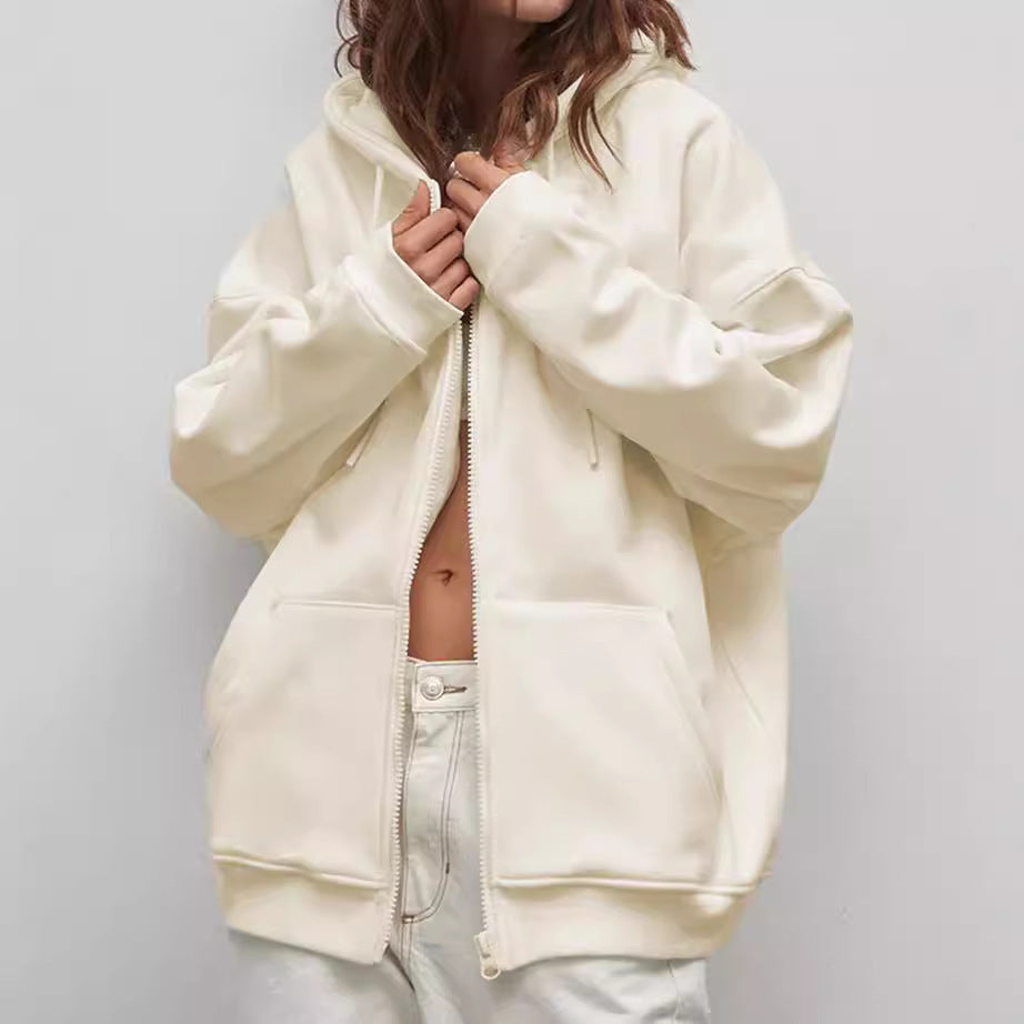 Damen Kuschelige Zip-Hoodie mit Oversized-Schnitt EB
