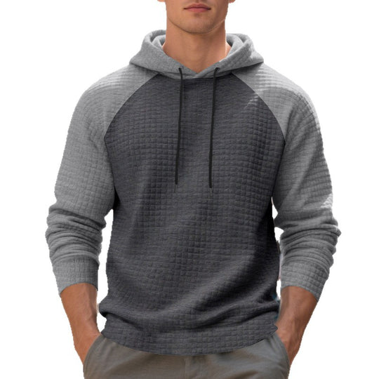 Herren nan strukturierter Raglan-Kapuzenpullover mit Waffelstruktur, Kordelzugkapuze und gerippten Bündchen EB