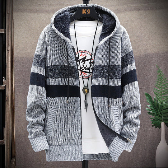 Herren Fleece-Hoodie mit hohem Kragen und Struktur EB