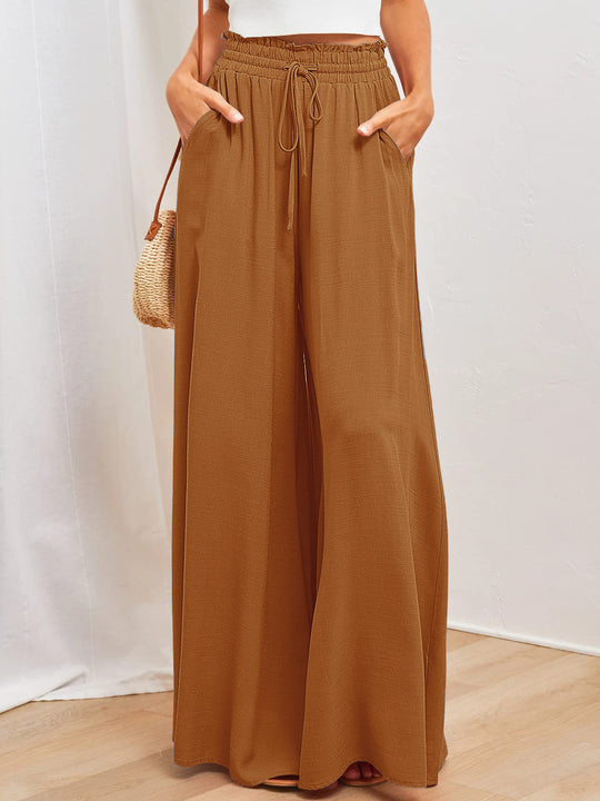 Damen Weite Palazzo-Hose mit elastischem Bund und praktischen Taschen EB